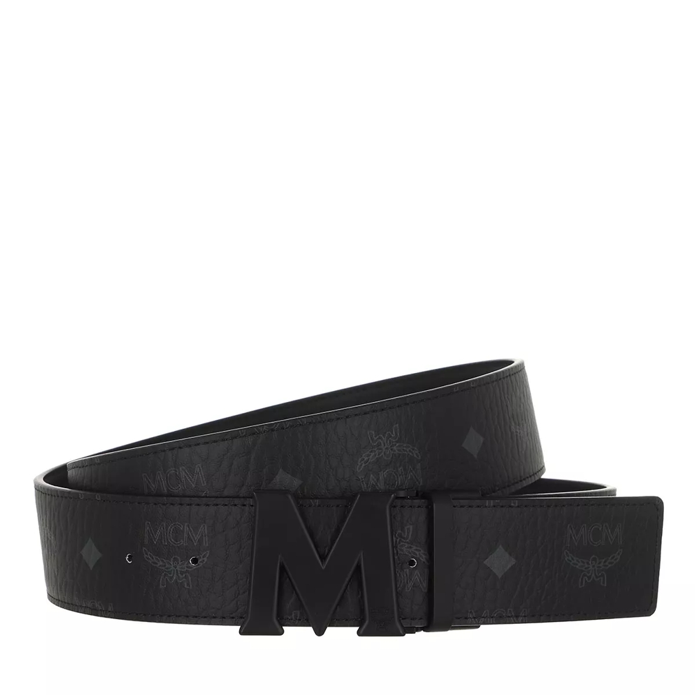 Black and silver mcm belt best sale