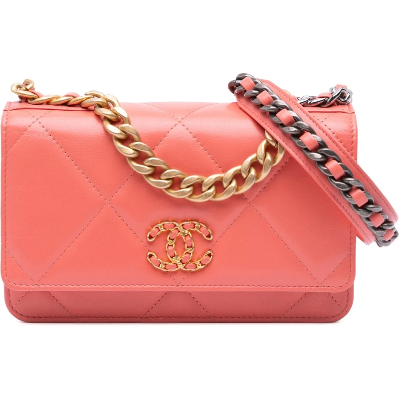 Chanel Crossbody Bag Quilted Lambskin 19 Wallet on Chain rose