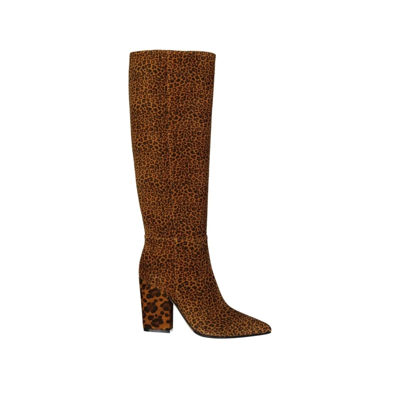 sergio rossi Laarzen Leopard-Print Leather Boots With Pointed Toe And C Brown
