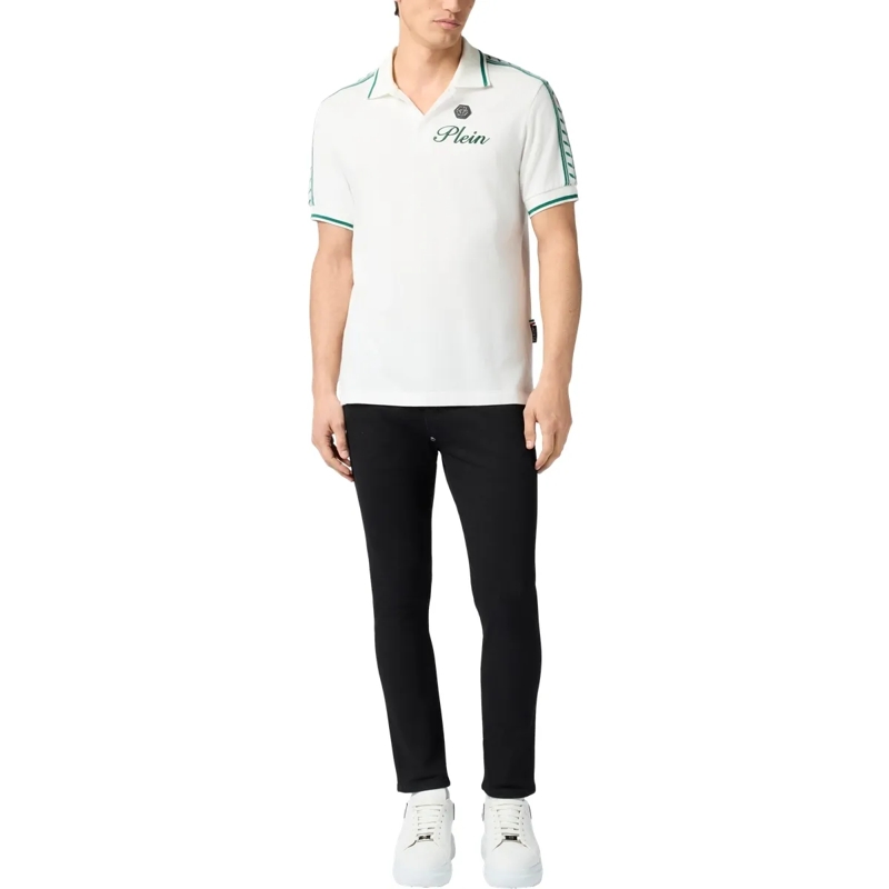 Philipp Plein Top Piquet Polo T-Shirt Plein Tennis weiss(Image 4)