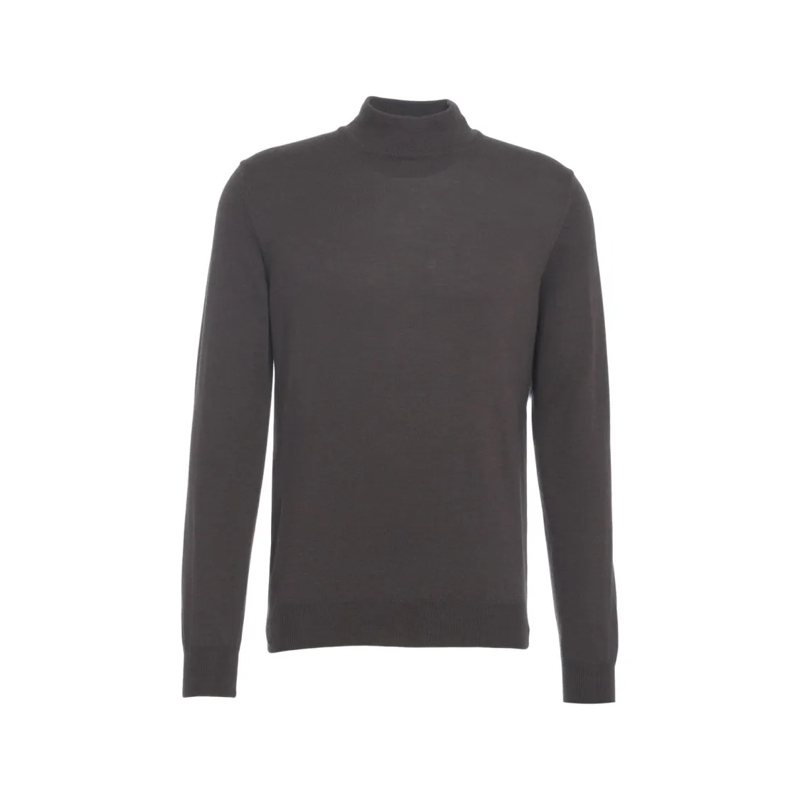 Kangra Pullover Grey Turtleneck Sweater With Ribbed Details Grey