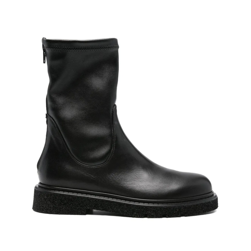 Guglielmo Rotta Bottes Calfskin Black Ankle Boots With Refined Silhouette Black