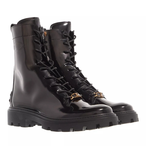 Tod's Lace Up Boots Leather Black Schnürstiefel