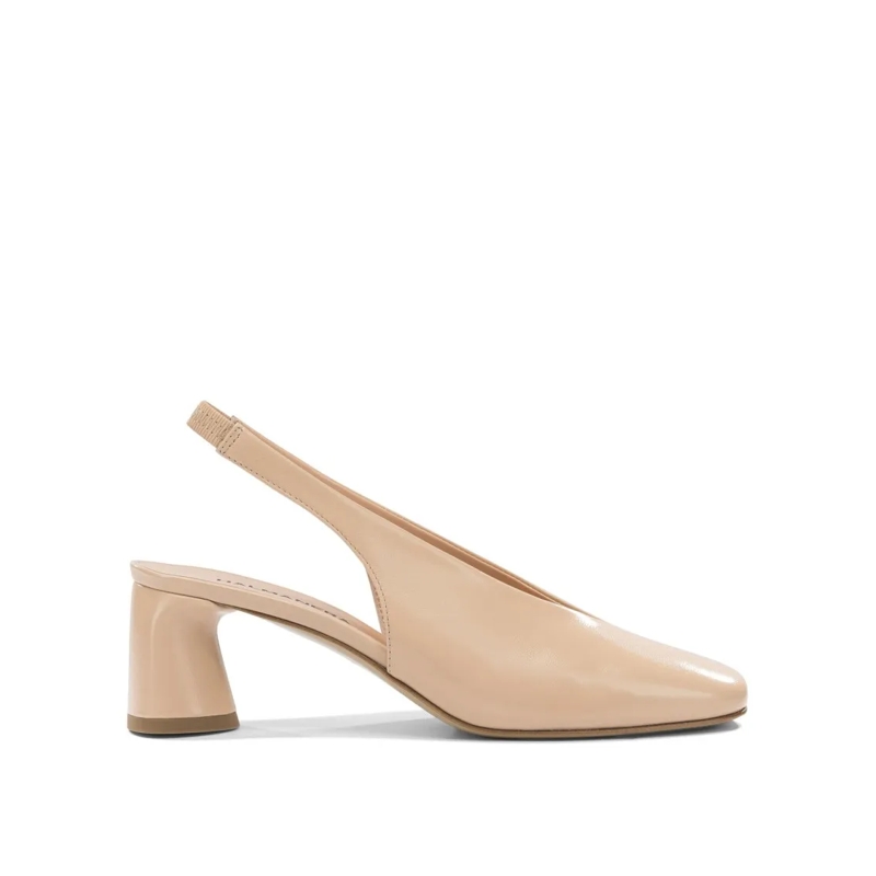 Halmanera Escarpins Slingback Heeled Pumps With Glossy Finish Neutrals