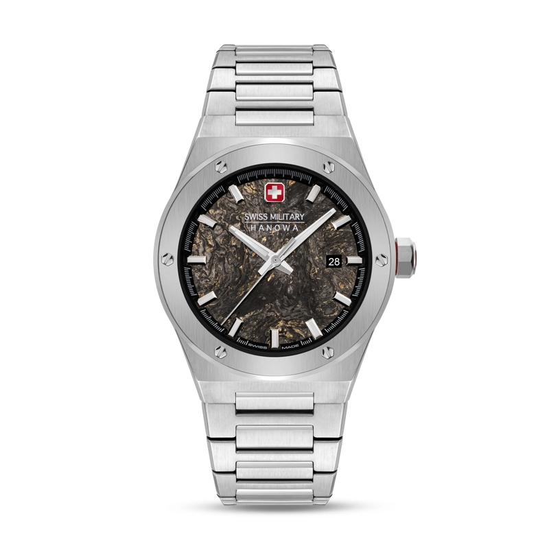Swiss Military Hanowa Automatikuhr Quarzuhr Sidewinder Forged Carbon silber