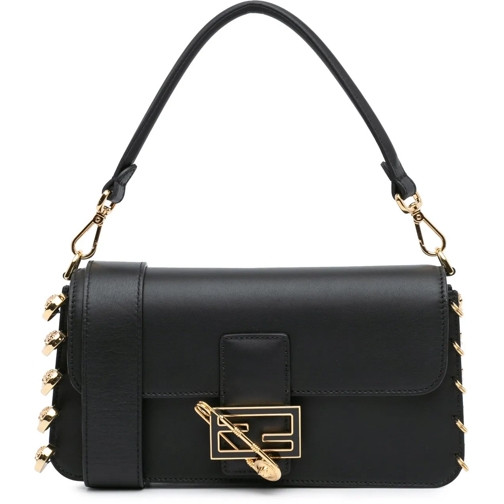 Fendi Tote Versace Vitello Seta Fendace Brooch Baguette Satch schwarz