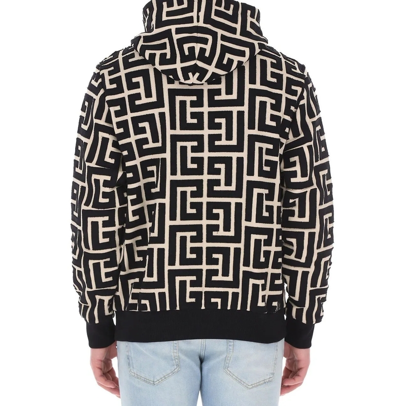Balmain  Balmain Monogrammed Hooded Sweatshirt beige(Image 2)