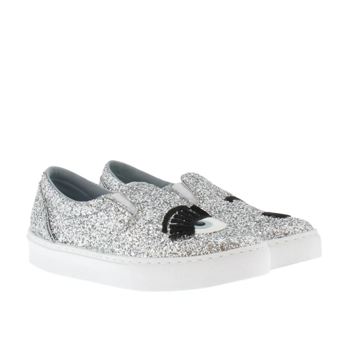 Chiara Ferragni Flirting Glitter Slip-Ons Silver Slip-On Sneaker