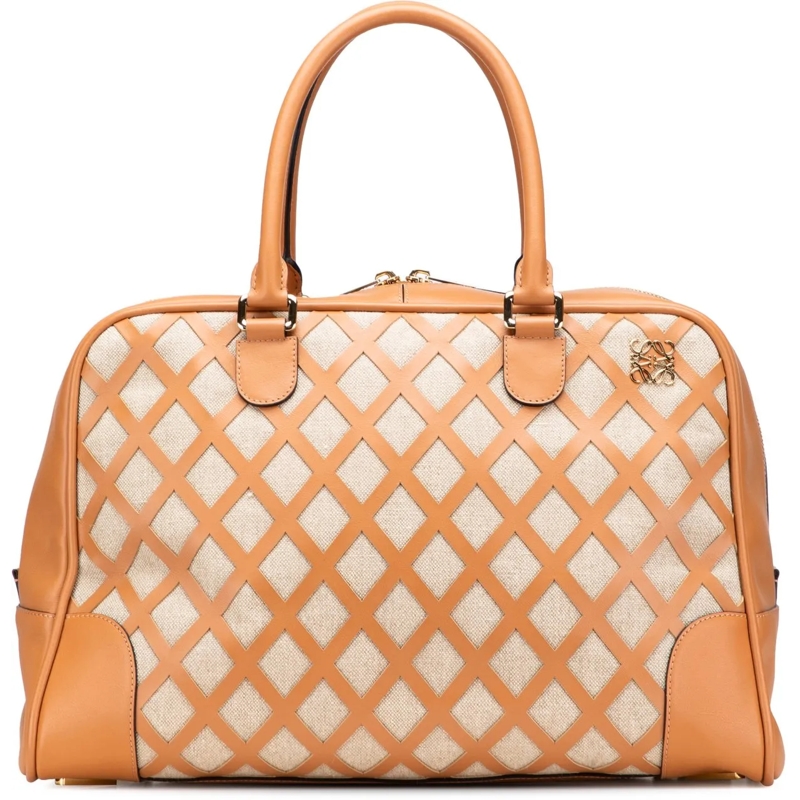 Loewe Sac week-end Extra Large Canvas and Cut Out Leather Amazona 75 braun