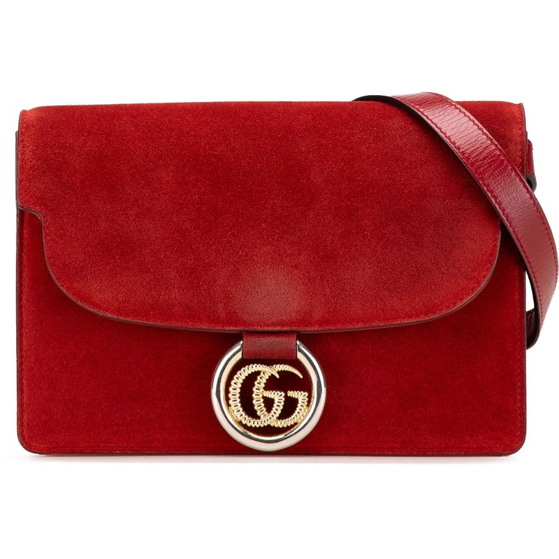 Gucci Sac à bandoulière Small Suede GG Ring Torchon Crossbody rot