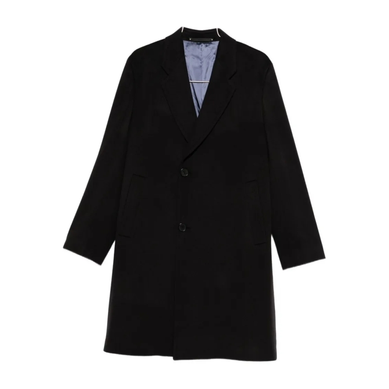 Paul Smith Manteaux de tanche Cashmere Tailored Coat With Notched Lapel Black