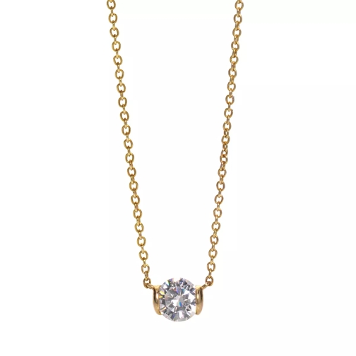Little Luxuries by VILMAS Fashion Classics Necklace With Solitaire Stone Yellow Gold Plated Collana media