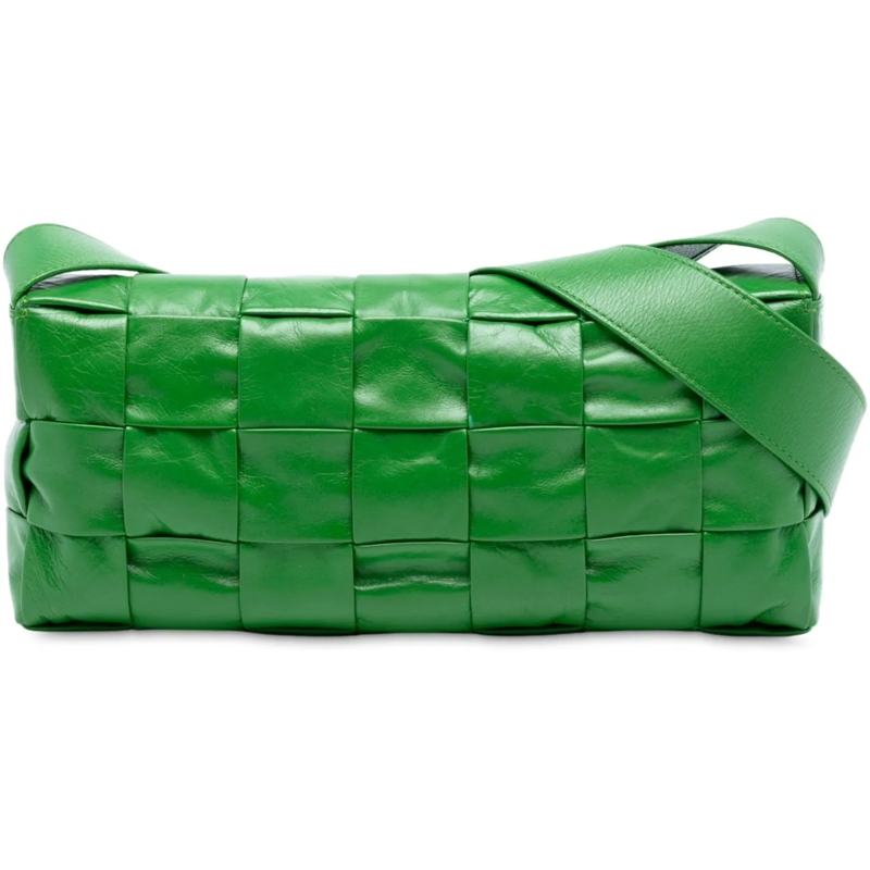 Bottega Veneta Schultertasche Stretch Paper Calfskin Intrecciato Cassette Crossb grün