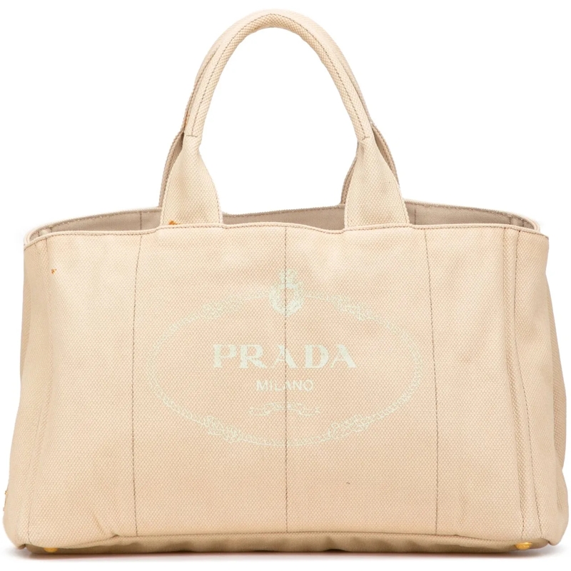 Prada Schultertasche Large Canvas Canapa Logo Satchel braun