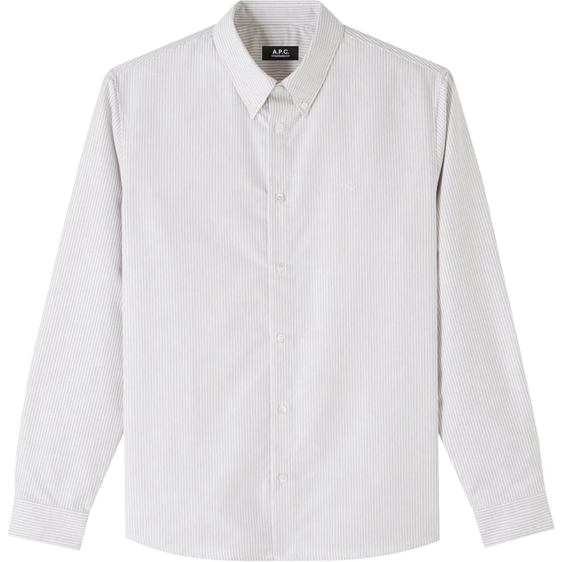 A.P.C. Haut décontracté Hemd streep wit Khaki weiß