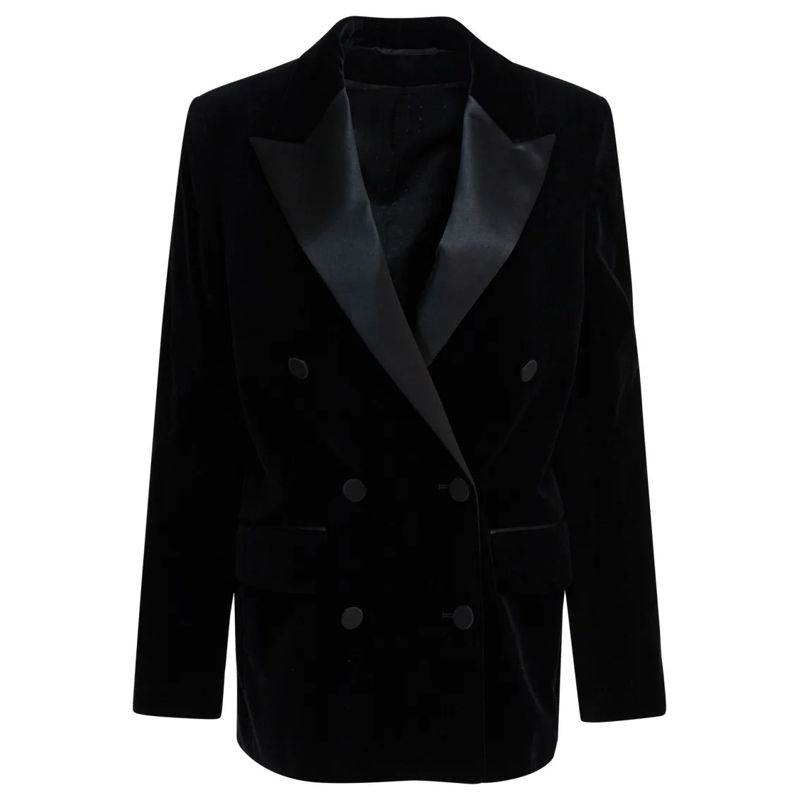 Golden Goose Blazer Velvet And Satin Double-Breasted Blazer Black