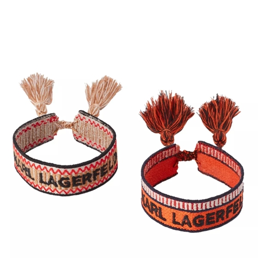 Karl Lagerfeld K/Woven Bracelet Combi Set Orange Beige Braccialetti
