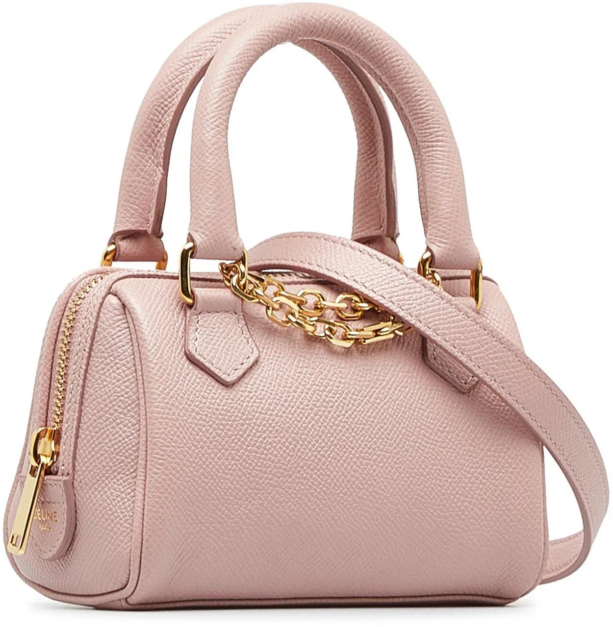 Celine Hobo bags 2023 Mini Grained Leather Chain Boston in poeder roze