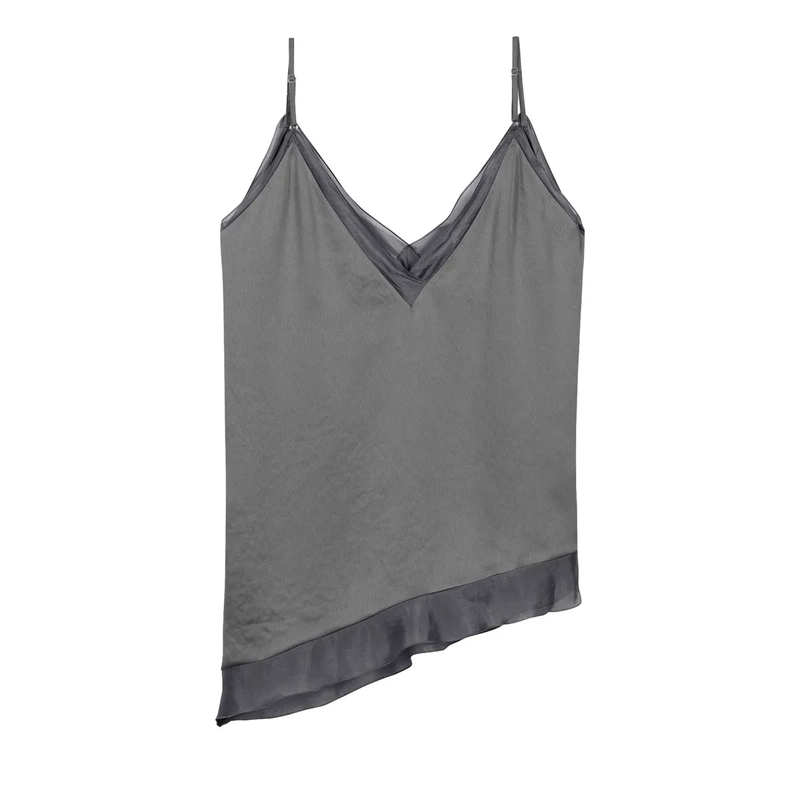 Luisa Cerano Hemdje Satin-Organza-Top heather grey(Image 6)