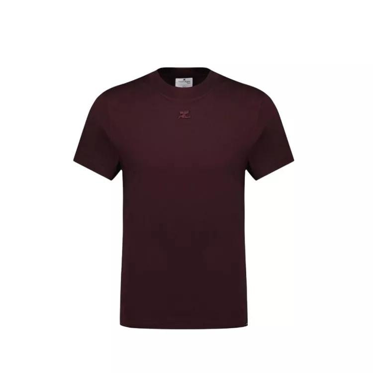 Courrèges - Ac Straight T-Shirt - Cotton - B Urgundy - Größe XS - bordeaux