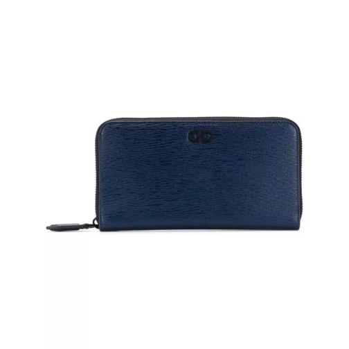 Salvatore Ferragamo Ritsportemonnee Navy Blue Gancini Wallet Blue