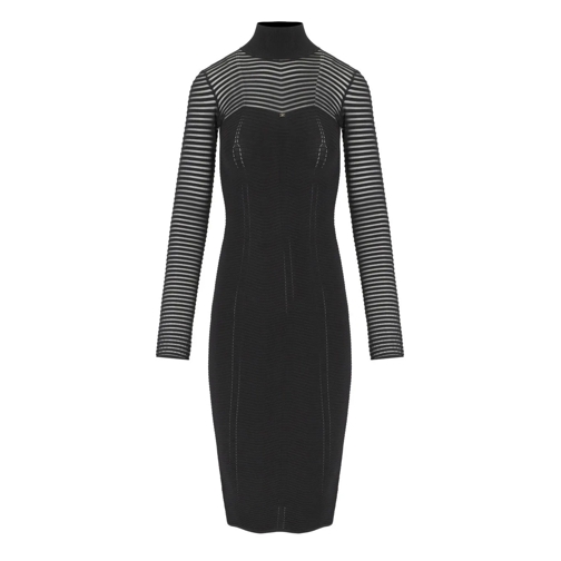 Elisabetta Franchi Jurken ELISABETTA FRANCHI CHEVRON SCHWARZES MIDI KLEID MI schwarz