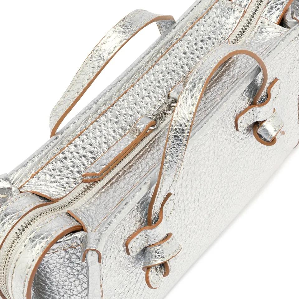 Gianni Chiarini Shoppers & Totes Marcella Textured Silver Leather Shoulder Bag in zilver