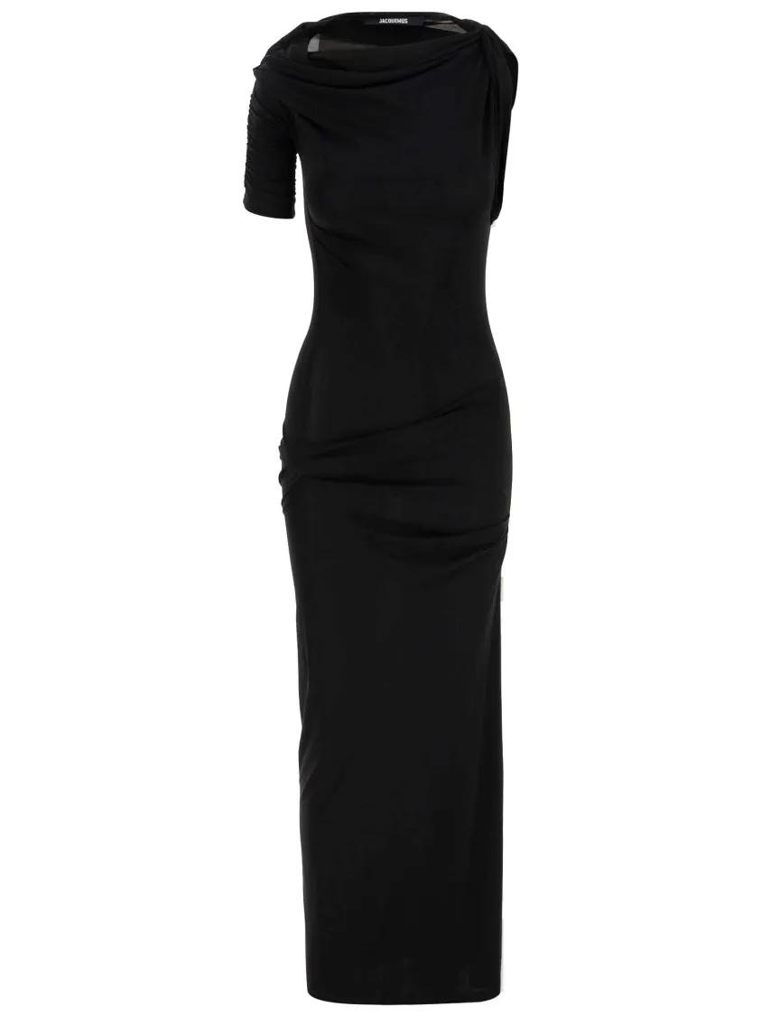 Jacquemus The Draped Robe Black | Abendkleid