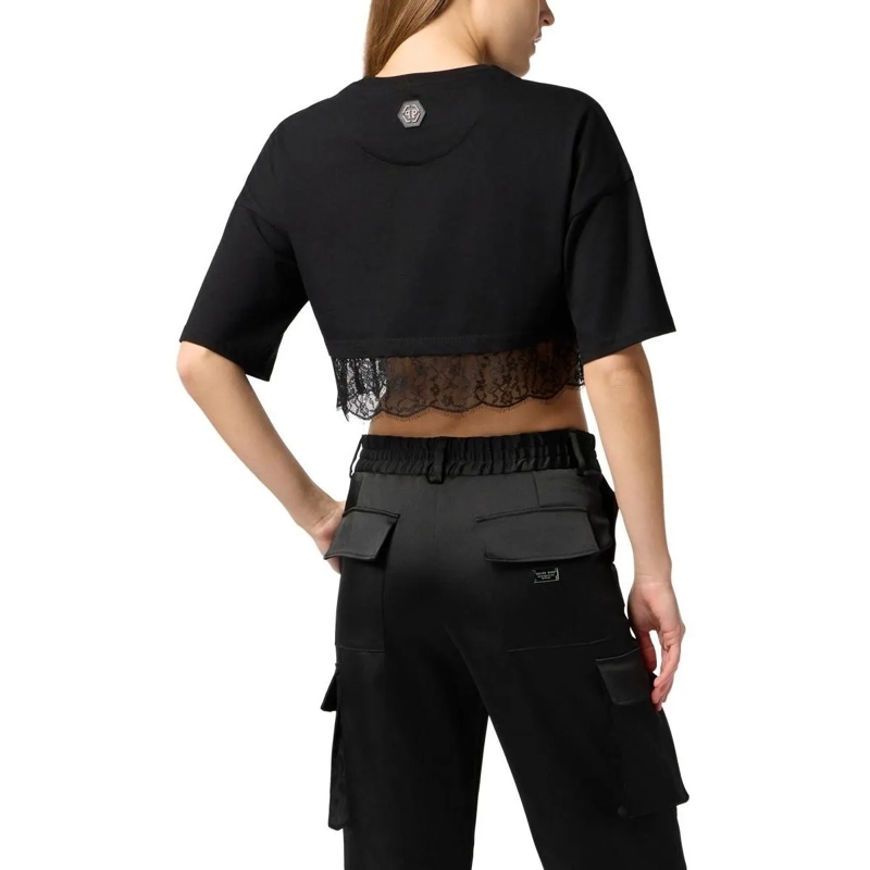 Philipp Plein Top Cropped T-Shirt Lace schwarz(Image 3)