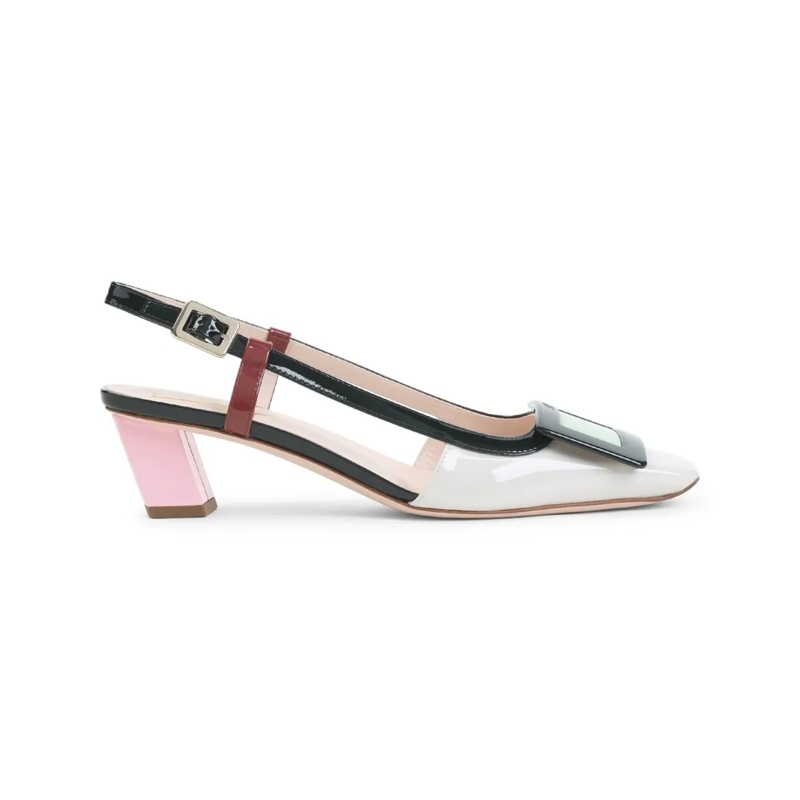 Roger Vivier Pumps Multicolor Squared Toe Pumps With Adjustable Strap Neutrals