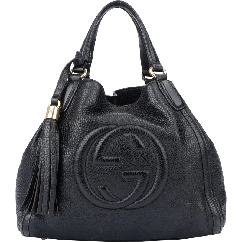 Gucci Schultertasche Gucci Leather GG Soho Handbag schwarz