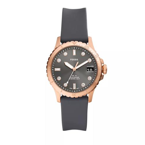 Fossil FB-01 Three-Hand Date Silicone Watch Gray Montre à quartz