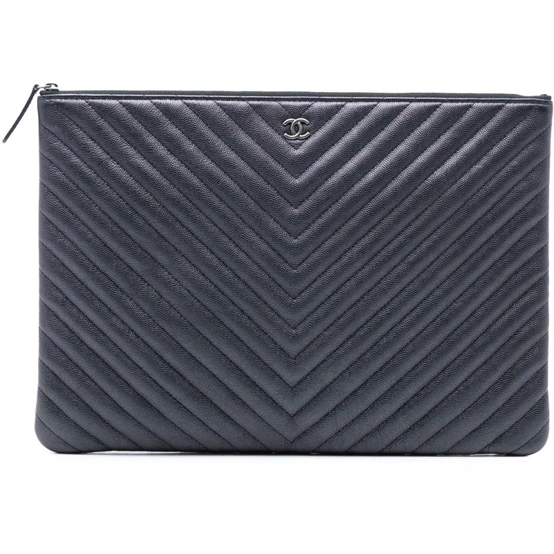 Chanel Clutch Large CC Chevron Iridescent Caviar O Case Clutch lila