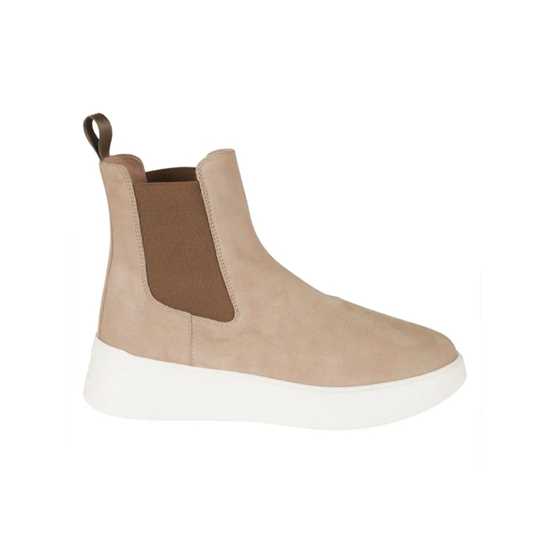 Hogan Bottes H562 Beige Suede Slip-On Boots Neutrals