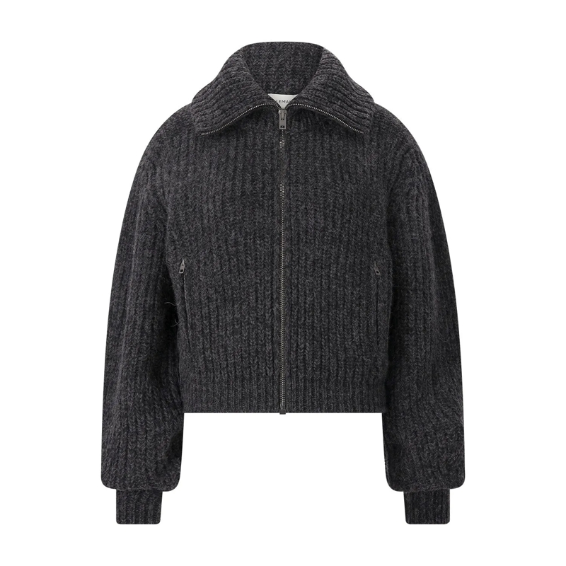 Lemaire Cardigan Strickjacke aus Alpaka-Yak-Mix grau