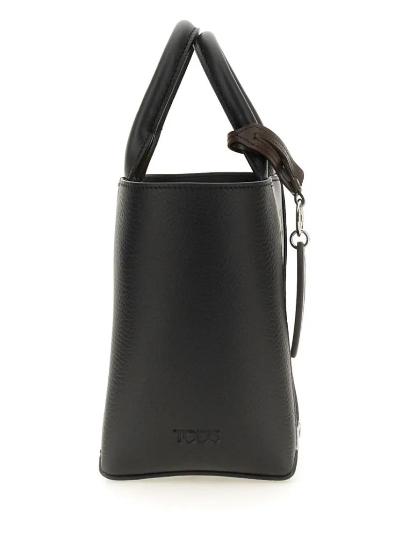 TOD'S Shoppers & Totes Structured Black Calfskin Shopping Bag in zwart