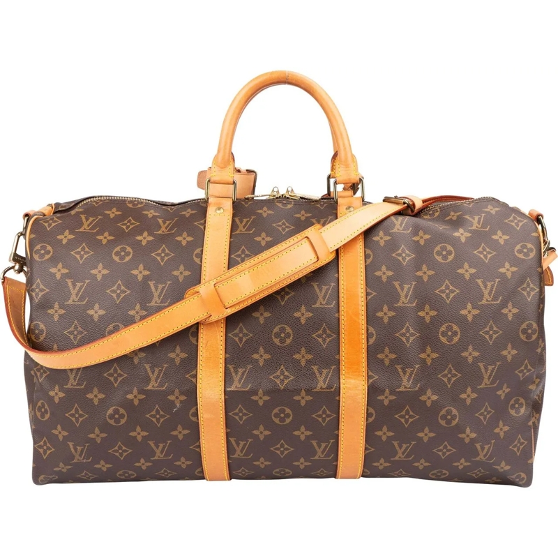 Louis Vuitton Schultertasche Louis Vuitton Canvas Monogram Keepall 50 Bandoulie braun