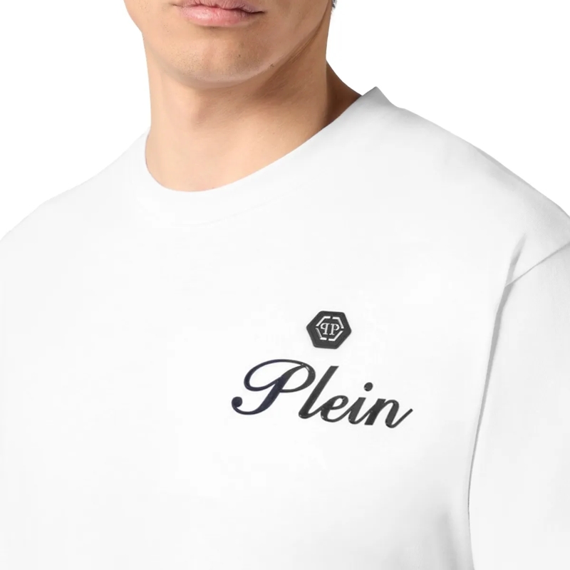 Philipp Plein T-Shirt Round Neck T-Shirt Embossed Signature weiss(Image 2)