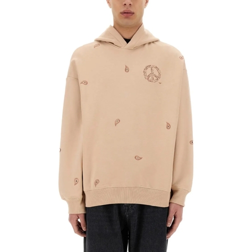 Emporio Armani  Intricate Embroidered Sweatshirt With Hood Neutrals