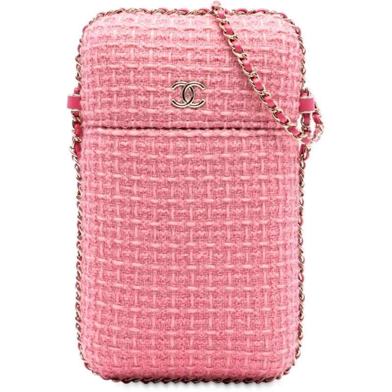 Chanel Sac à bandoulière Tweed Chain Around Phone Holder rose