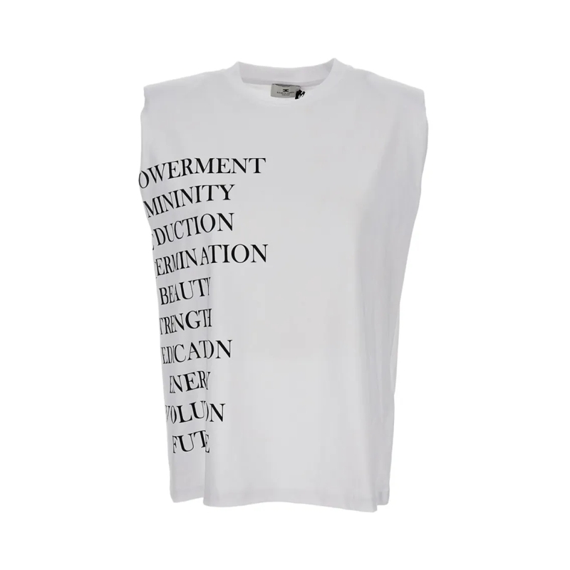 Elisabetta Franchi T-shirt Oversized Padded-Shoulder T-Shirt Neutrals