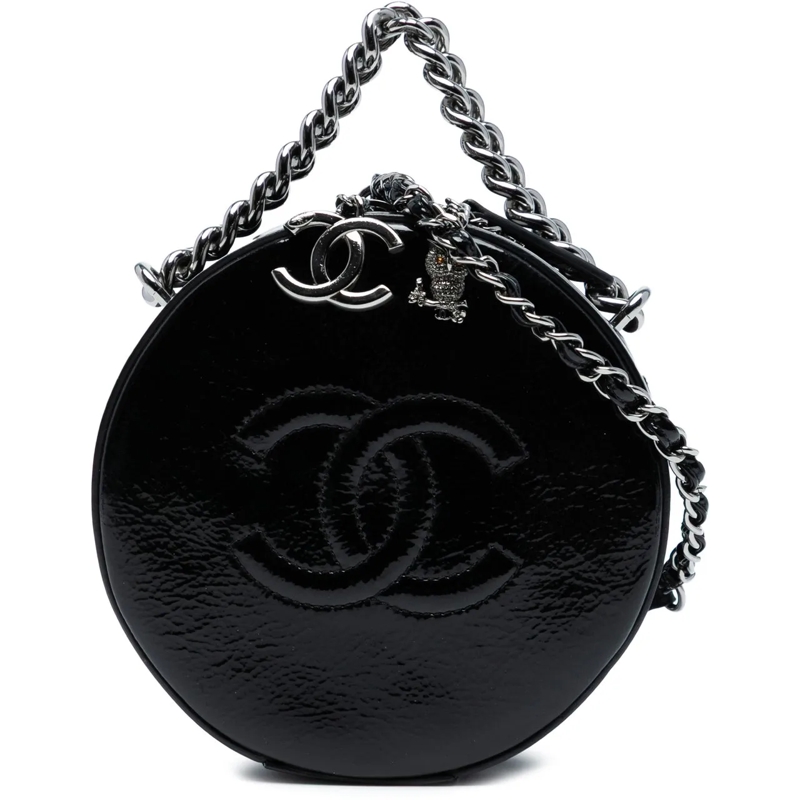 Chanel Schultertasche Patent Leather Round As Earth Crossbody schwarz