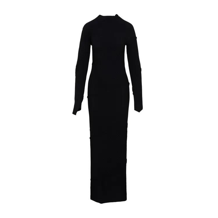 Balenciaga - Spiral Black Viscose Maxi Dress - Größe XS - schwarz