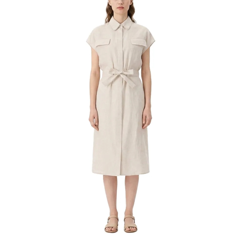 Fabiana Filippi Minikleid Midikleid aus Leinen braun(Image 7)