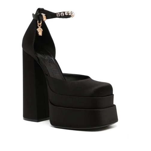 Versace High Heel Aevitas' Black Pumps With Medusa Charm And Platfor Black