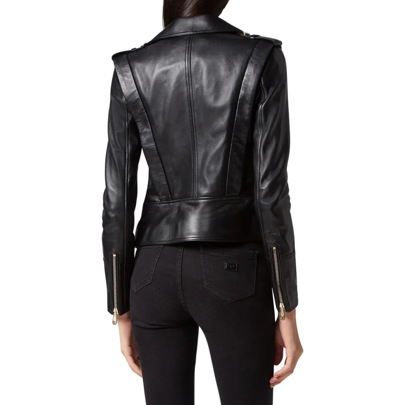 Philipp Plein Lederjacke Leder Biker-Jacke schwarz(Image 2)