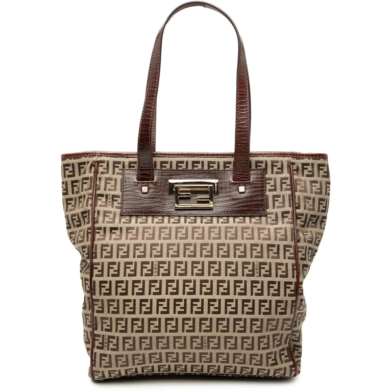 Fendi Shopper Zucchino Canvas Tote braun