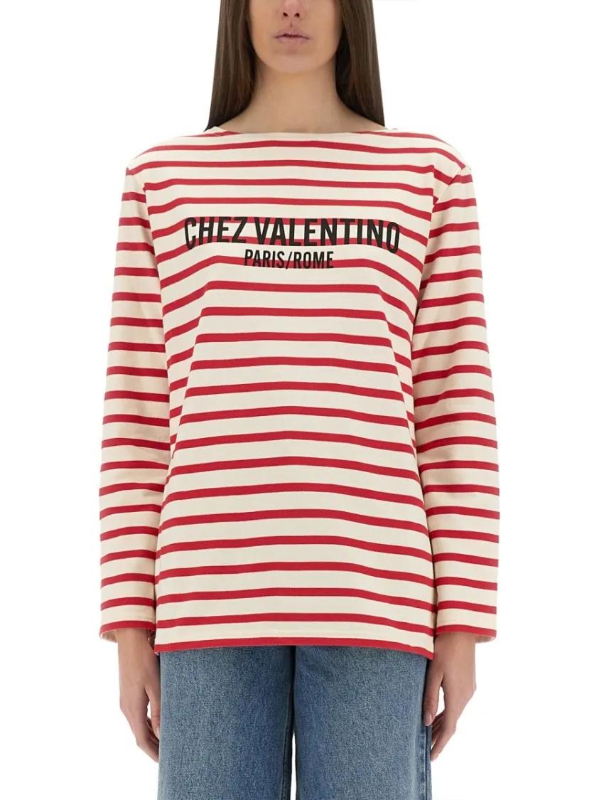 Thumbnail - Valentino Garavani - Cotton Long Sleeve T-Shirt - Größe XS - rot