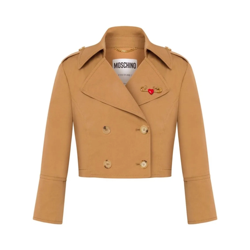 Moschino Overgangsjas Cropped Mustard Yellow Jacket Neutrals