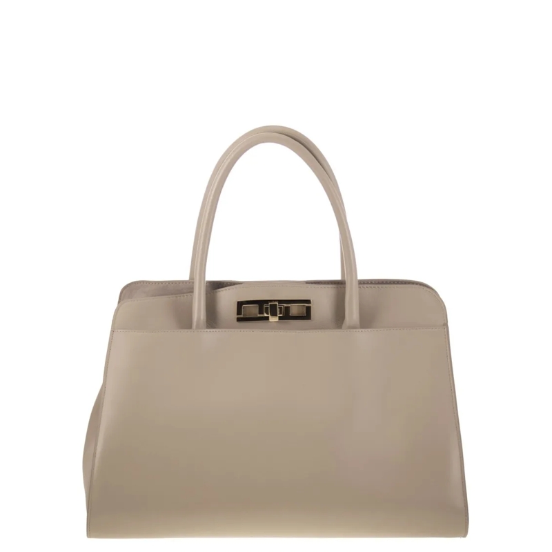 Fabiana Filippi Schoudertas Large Handbag With Metal Accessory Neutrals